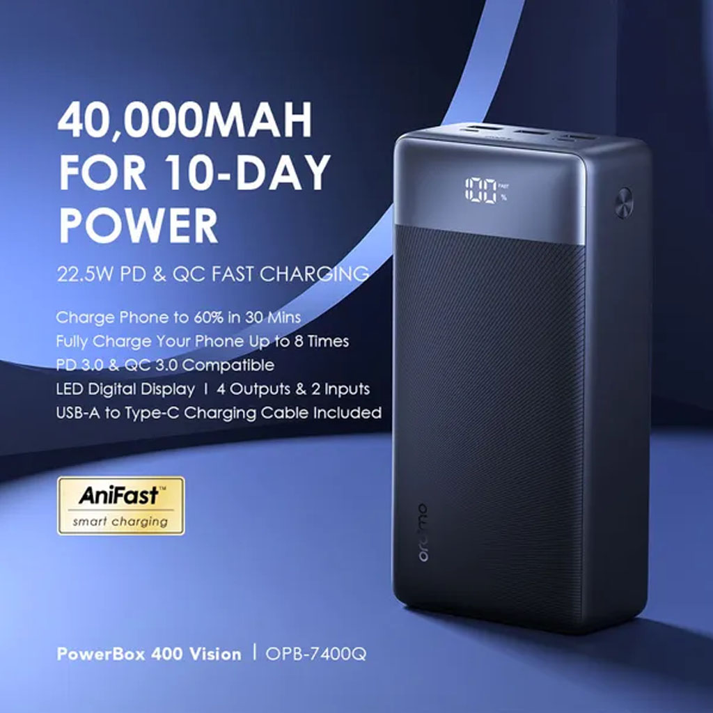Oraimo PowerBox 400 Vision 40000mAh 22.5W Power Bank (OPB-7400Q)