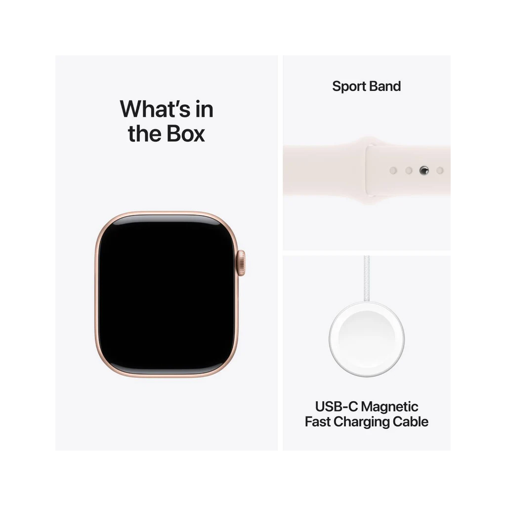 Apple Watch Series 10 (42mm) RoseGold Alluminium Case with StarLight Sport Band (MWWH3)