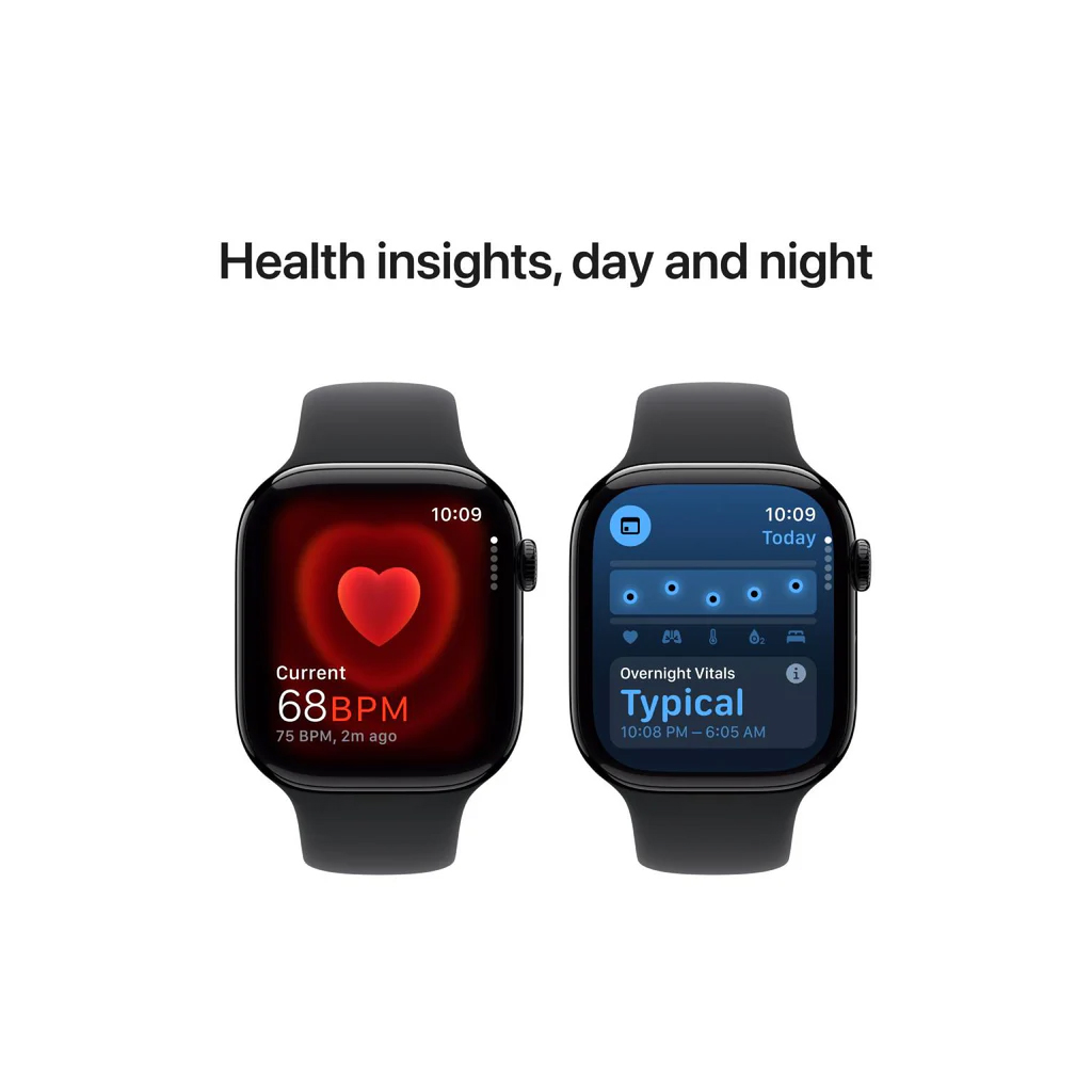 Apple Watch Series 10 (46mm) JetBlack Aluminum Case with Black Sport Band (MWWP3ZP/A)