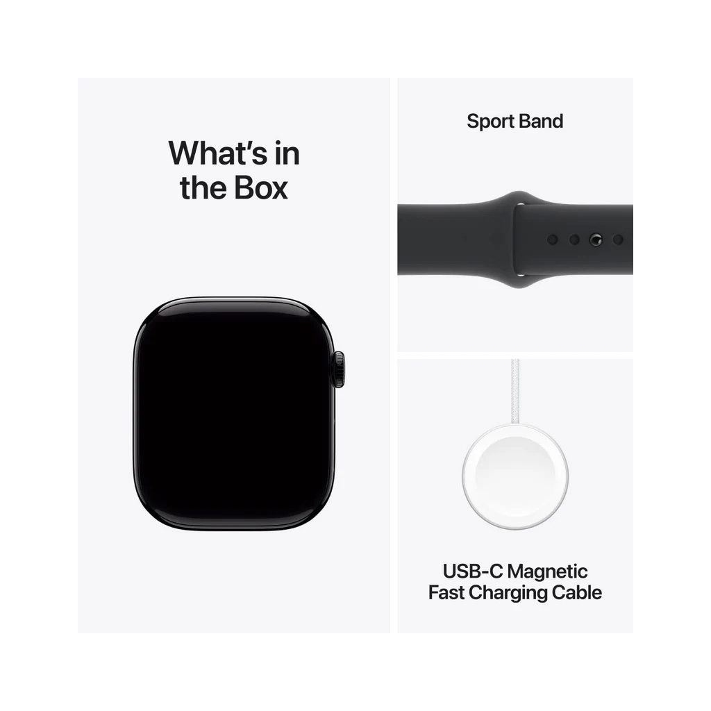 Apple Watch Series 10 (46mm) JetBlack Aluminum Case with Black Sport Band (MWWP3ZP/A)