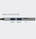 Orico 4-Port Hub with TF Card Reader (Type-C) (AH-12F-GY-BP)